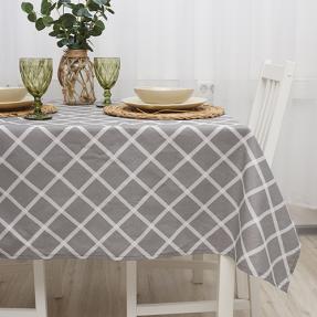 Скатерть декоративная "Радушная хозяйка (Традиция)", рогожка, 100 % хлопок, "Клетка Грей"