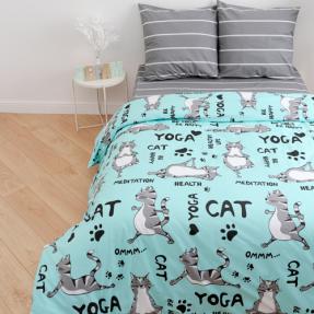 КПБ "Традиция", поплин, 100% хлопок, пл. 118 гр./кв.м., "Йога Кошки"