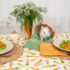 Скатерть декоративная "Радушная хозяйка (Традиция)" 145х145, рогожка, 100 % хлопок, "Морковки"