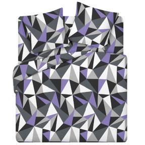 КПБ евро, поплин, 100% хлопок, пл. 118 гр./кв.м., "Треугольники фиолетовые"