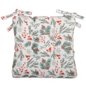 Сидушка на стул с завязками "NewYear" 40х40, рогожка, 100% хлопок "Ягодки"