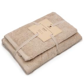 Набор махровых полотенец GINZA 2 шт., 100% хлопок, 450 гр./кв.м. "Светло-бежевый"