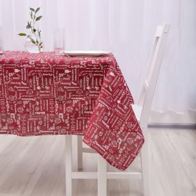 Скатерть декоративная "Правила кухни" 145х145, рогожка, 100 % хлопок, "Вишня ПК"