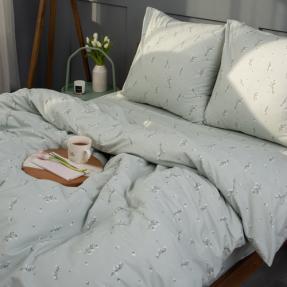 КПБ "Традиция", поплин, 100% хлопок, "Подснежники (серо-зеленый)"