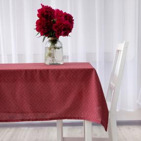 Скатерть декоративная "Радушная хозяйка (Традиция)", рогожка, 100 % хлопок, "Ромбы бордо"